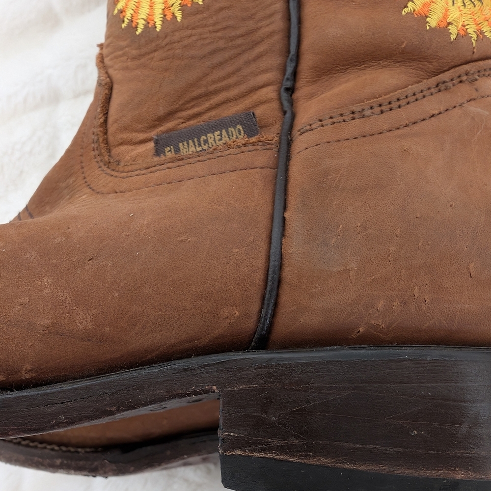 El Malcreado Luciana Model Leather Boots With Sunflowers Size 6.5 - Picture 7 of 9